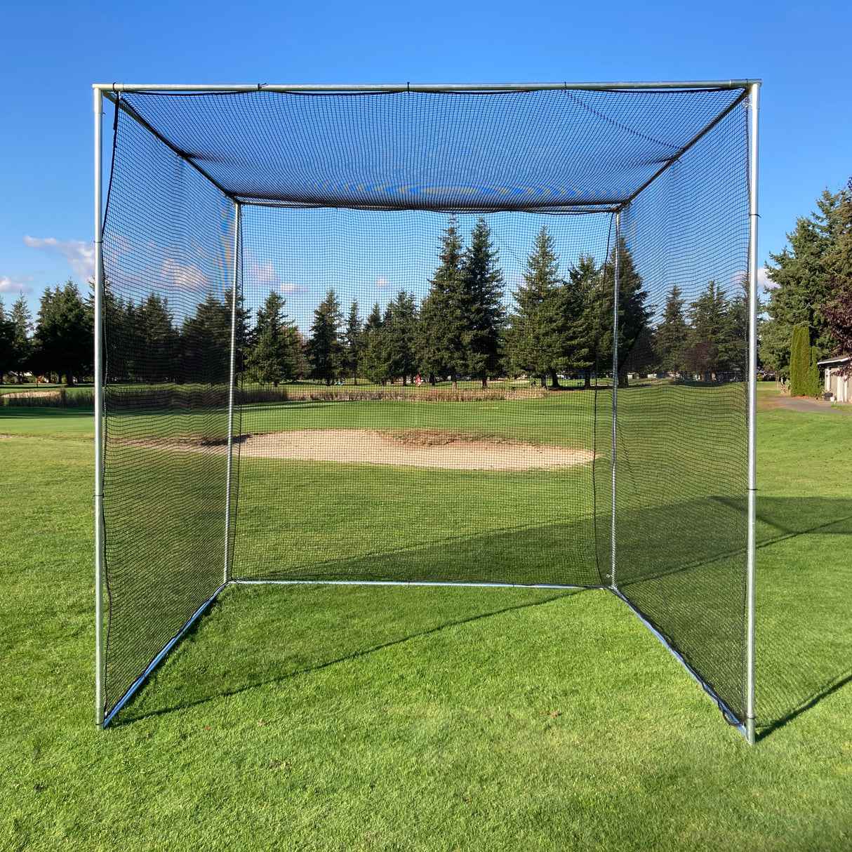 Knotless Nylon Golf Cage Net Kit (Net, Baffle, and Fittings) - 10' x 10' x 10'