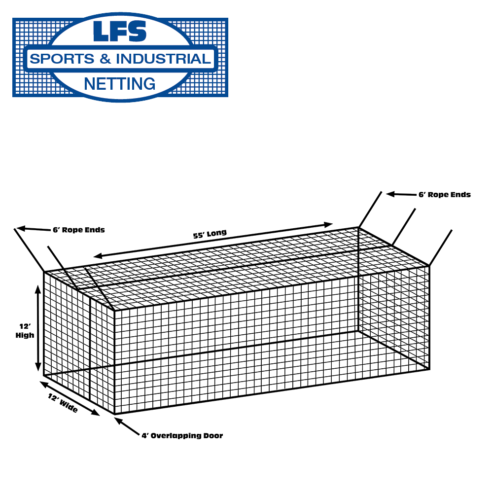 BATTING CAGE (NET ONLY) “EXCELLENT” #30 HDPE 12’ X 12’ X 55’