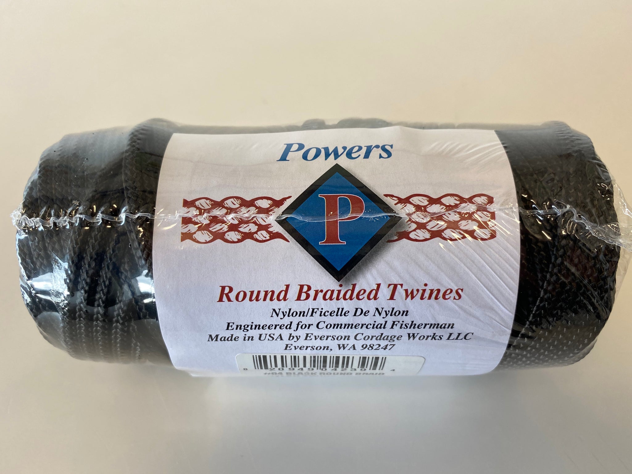 TIE DOWN - SUSPENDING CORD: #84 ROUND BRAID BLACK NYLON TWINE